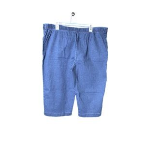 Real Size Woman’s Blue Denim Capri, Size XL Elastic Waist Band NWOT
